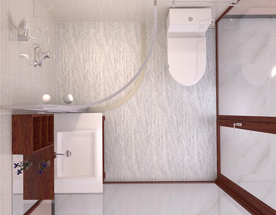 PEC Resin Fibre & RTM Base Apartment Modułowa łazienka ze szklanymi ścianami